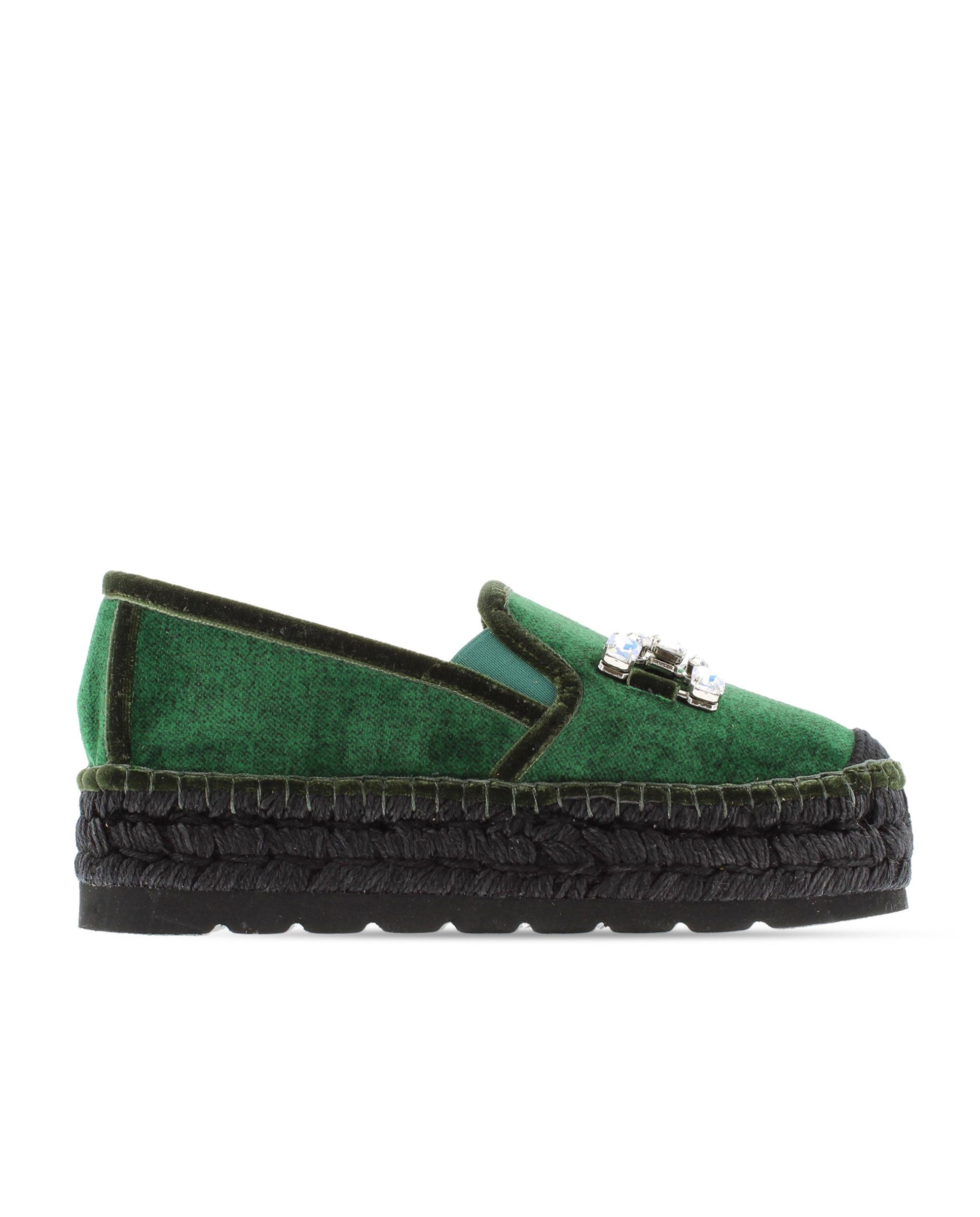 Slipper detalle en terciopelo verde Merce Doble