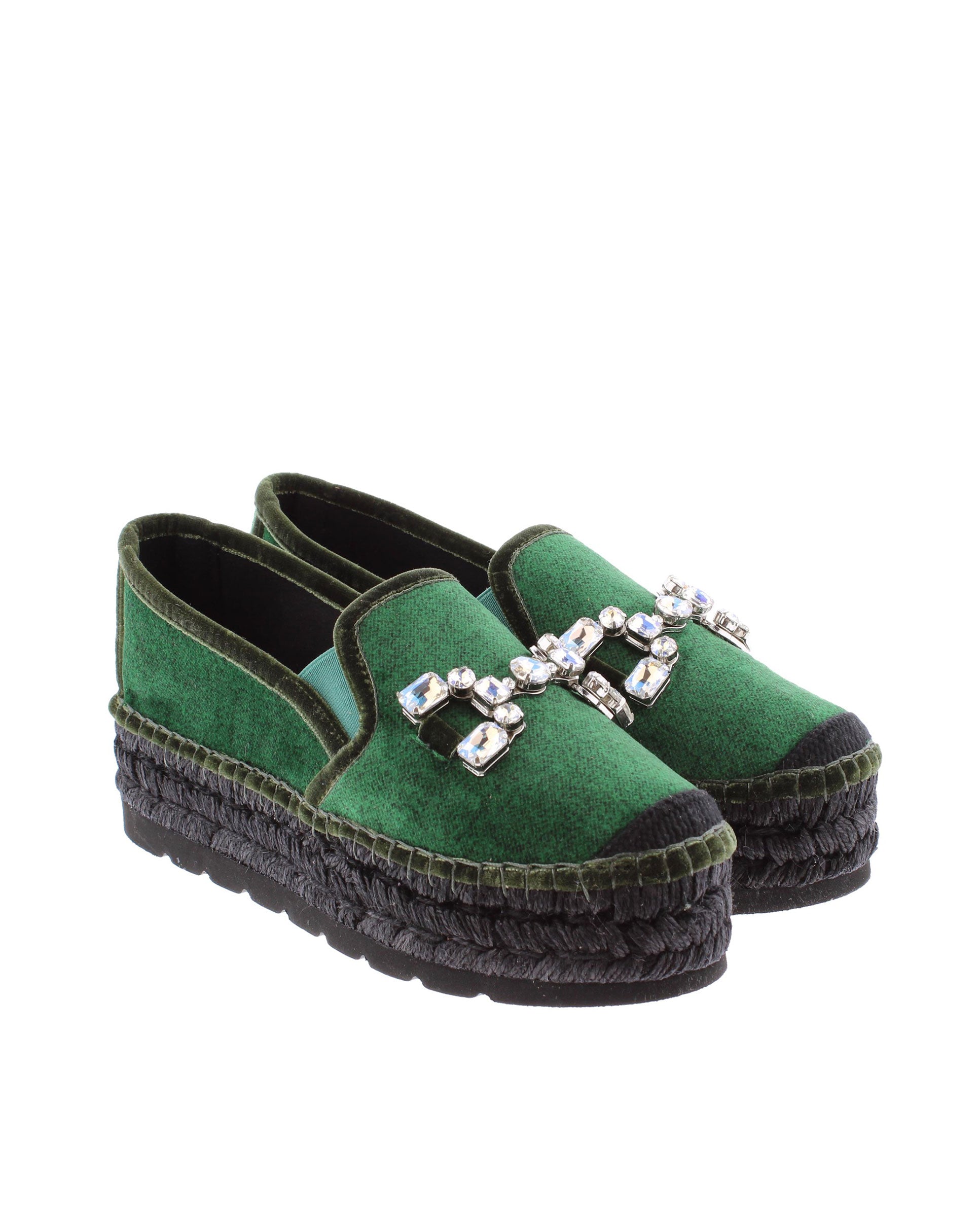 Slipper detalle en terciopelo verde Merce Doble