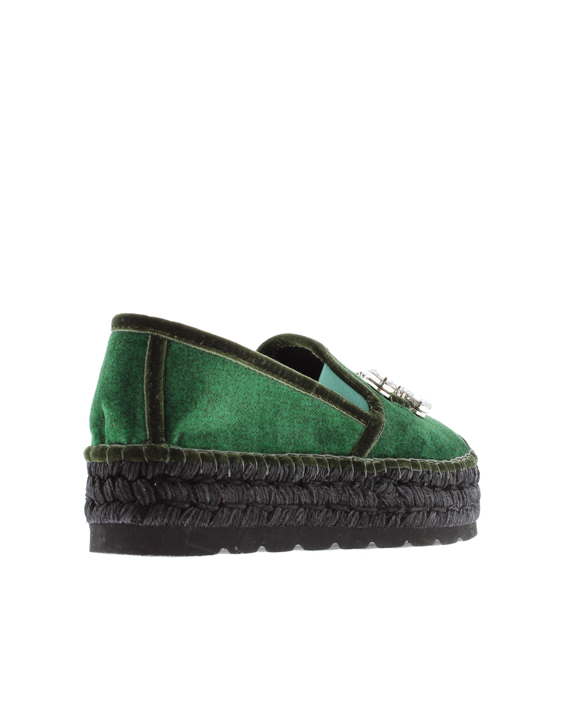 Slipper detalle en terciopelo verde Merce Doble