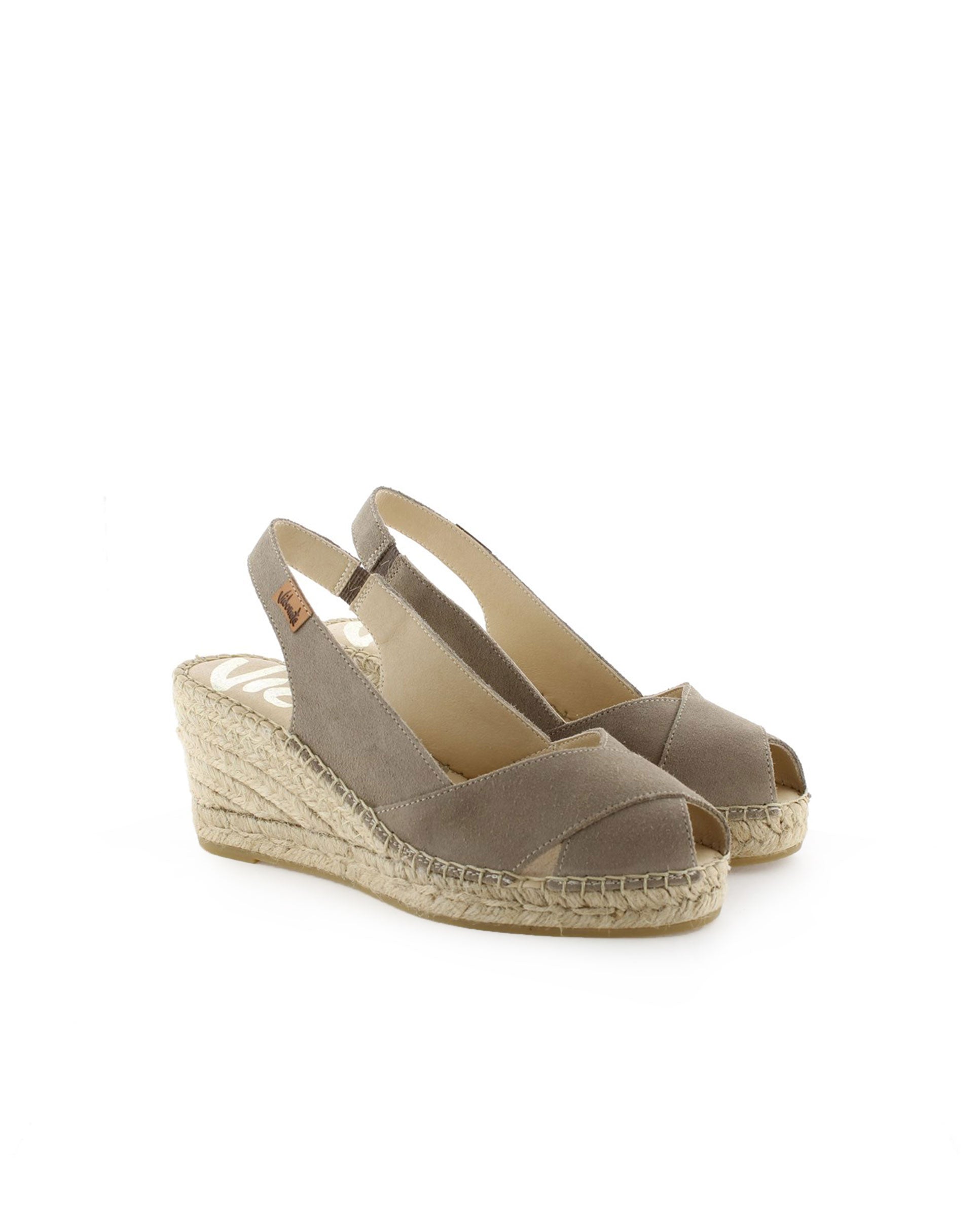 Sandalia en serraje taupe Clavel