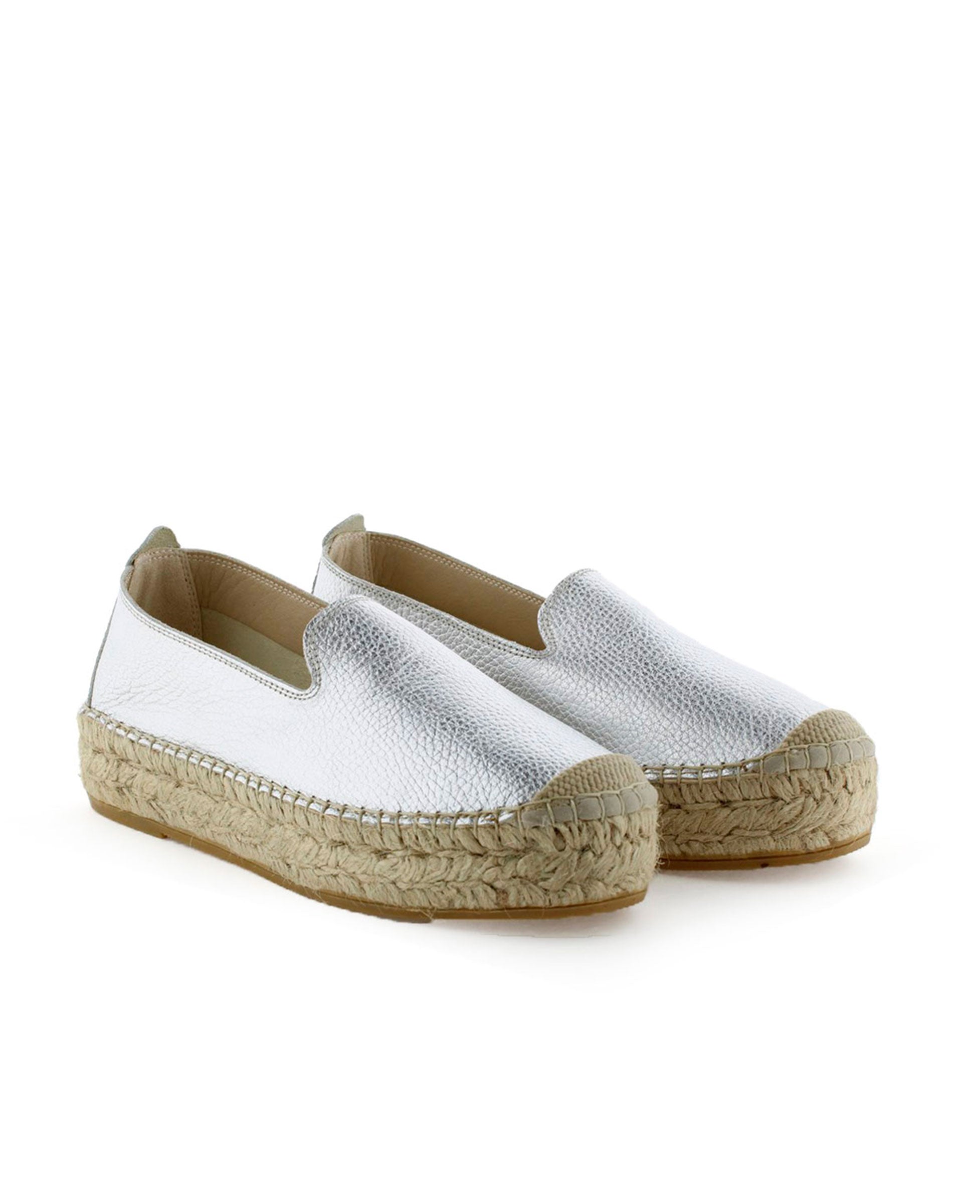 Slipper en napa metal plata Merce Doble