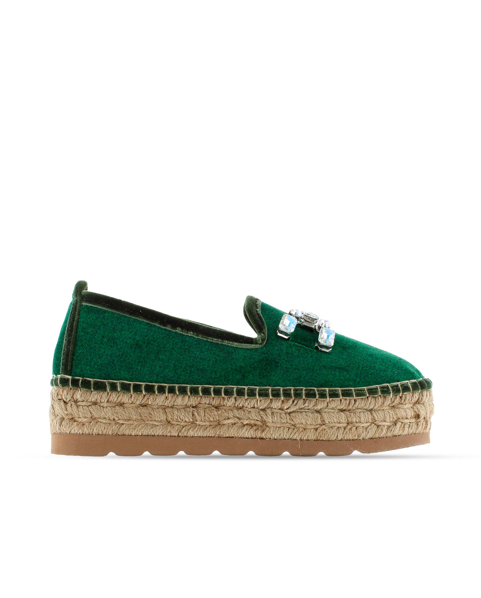 Slipper detalle en terciopelo verde Merce Doble