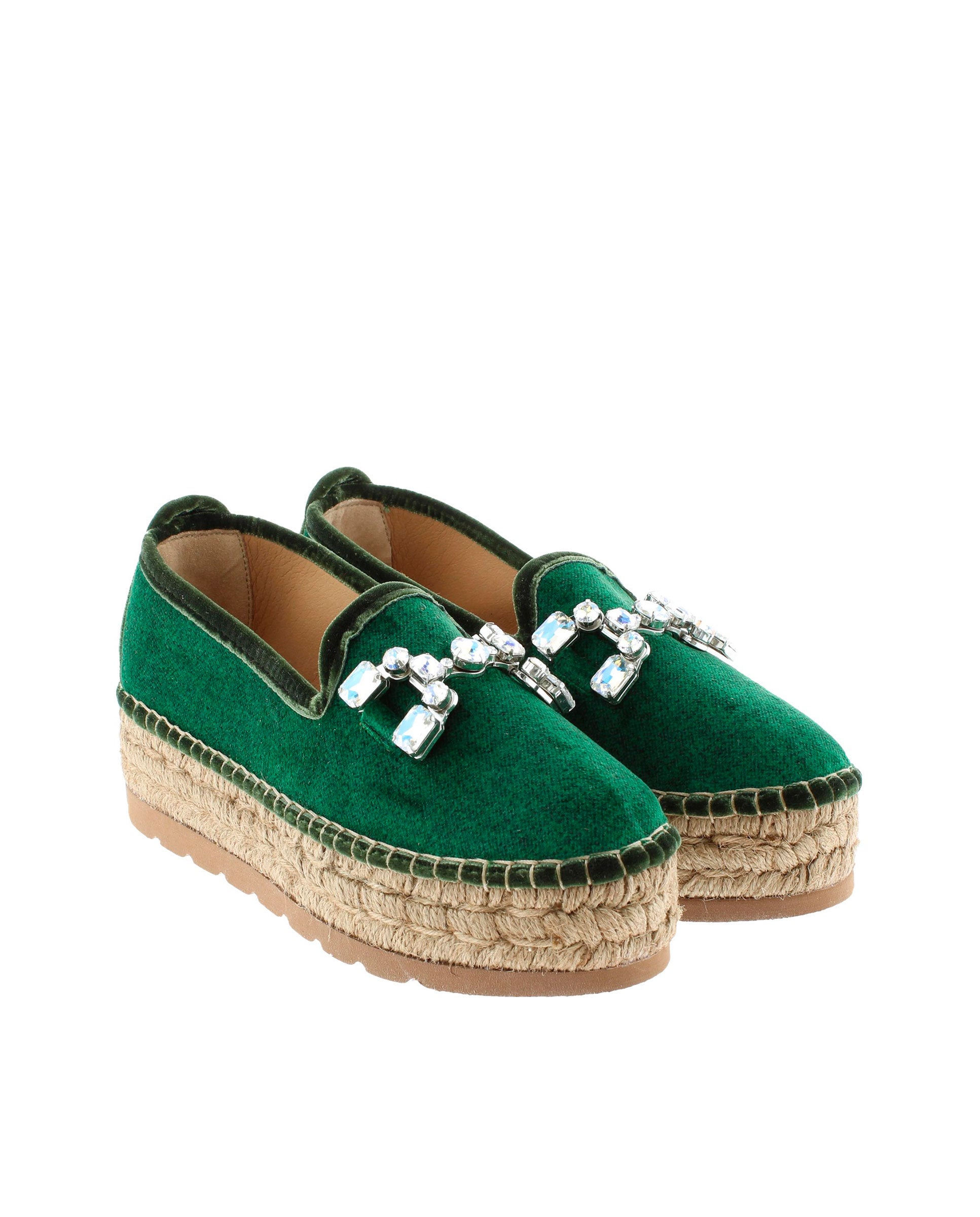 Slipper detalle en terciopelo verde Merce Doble