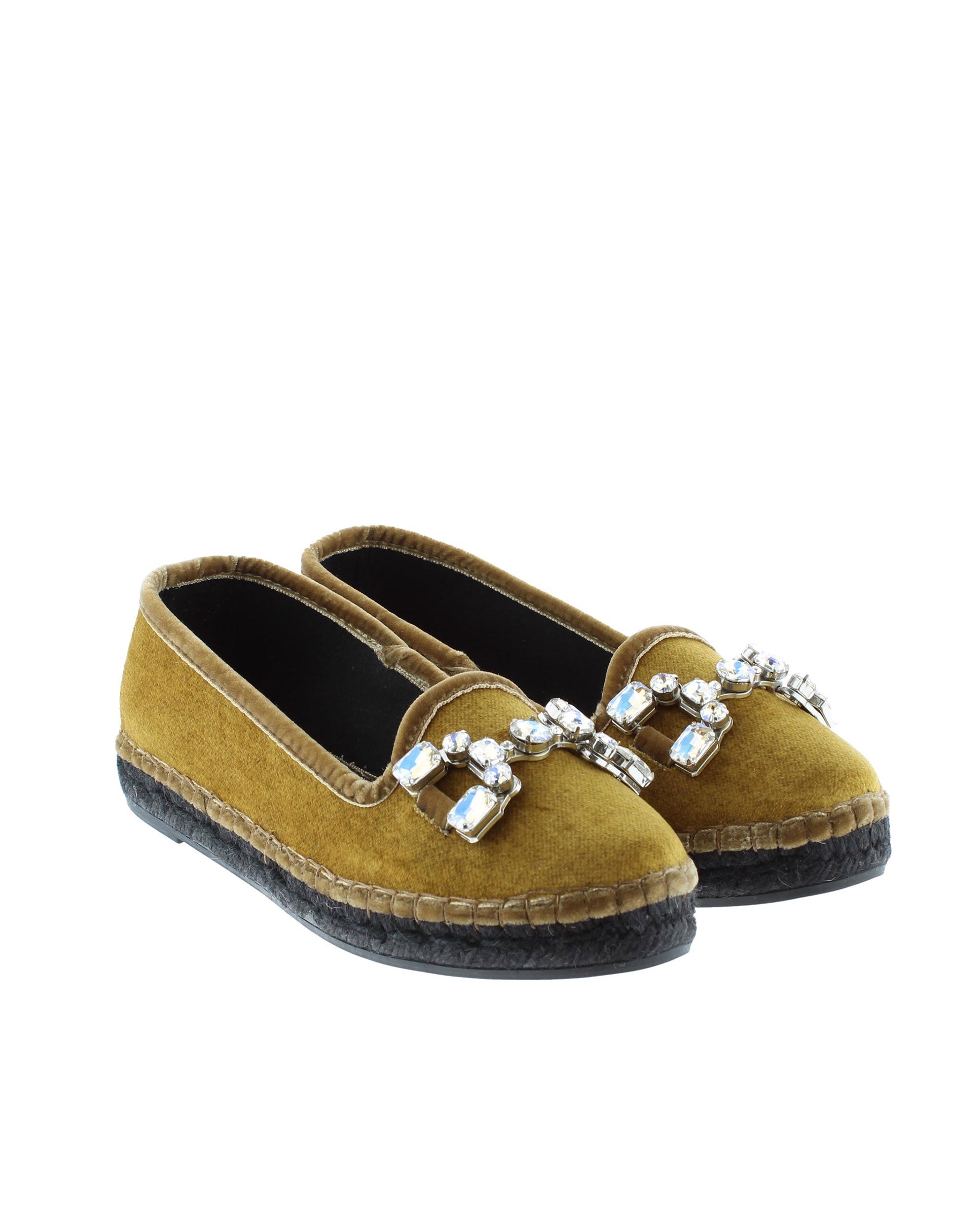 Slipper with ornament in mustard velvet Pitiusa