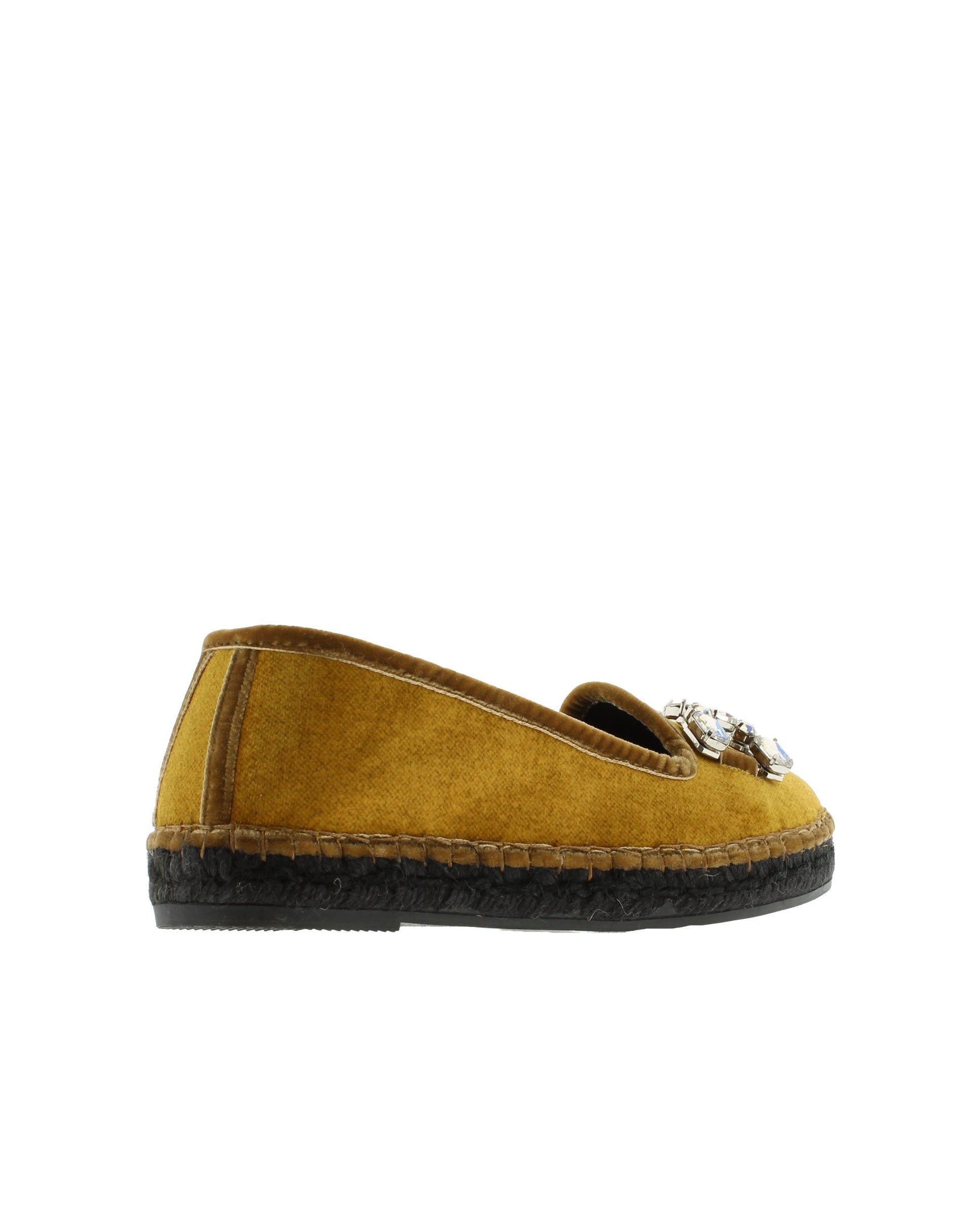 Slipper adorno en terciopelo mostaza Pitiusa