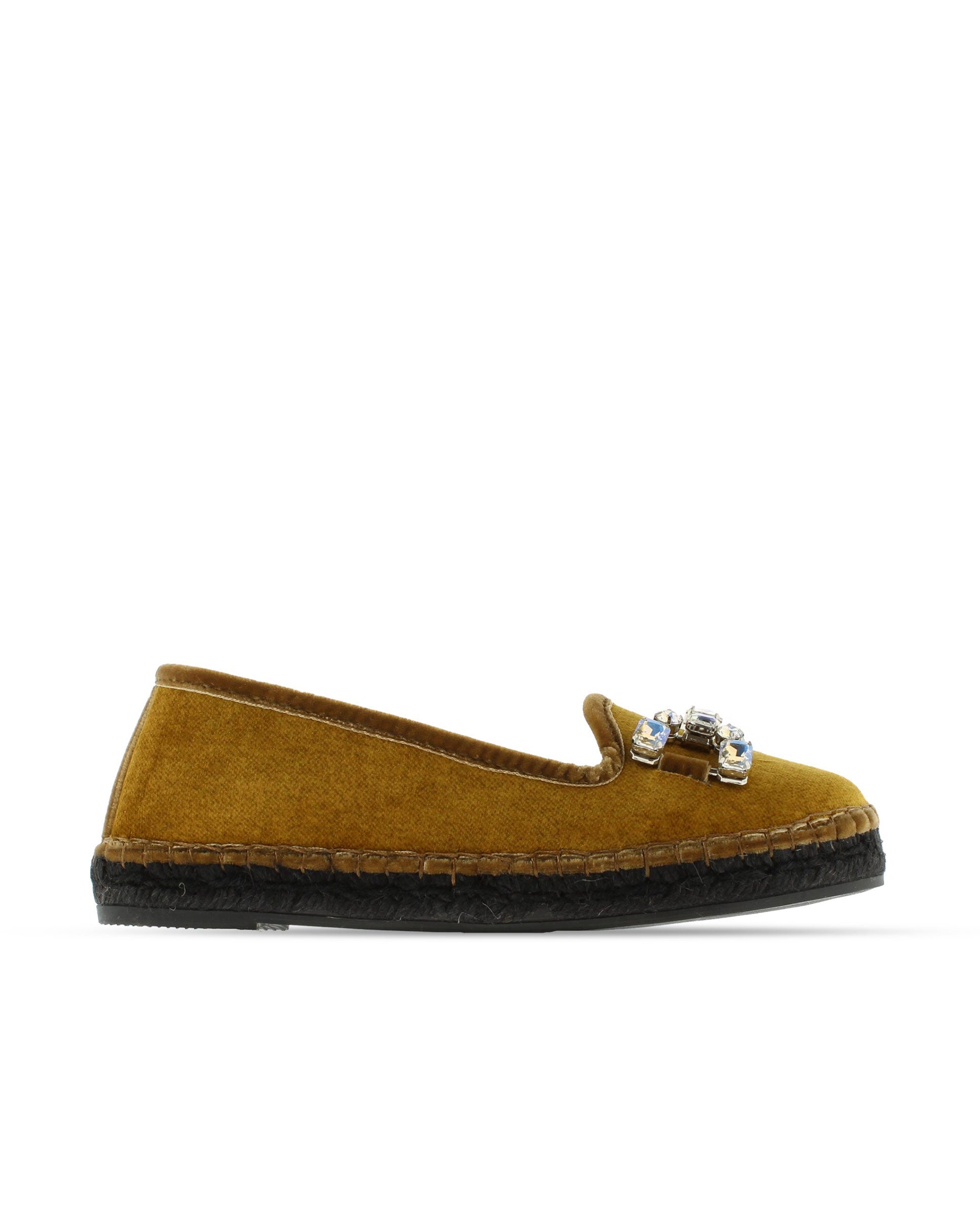 Slipper with ornament in mustard velvet Pitiusa