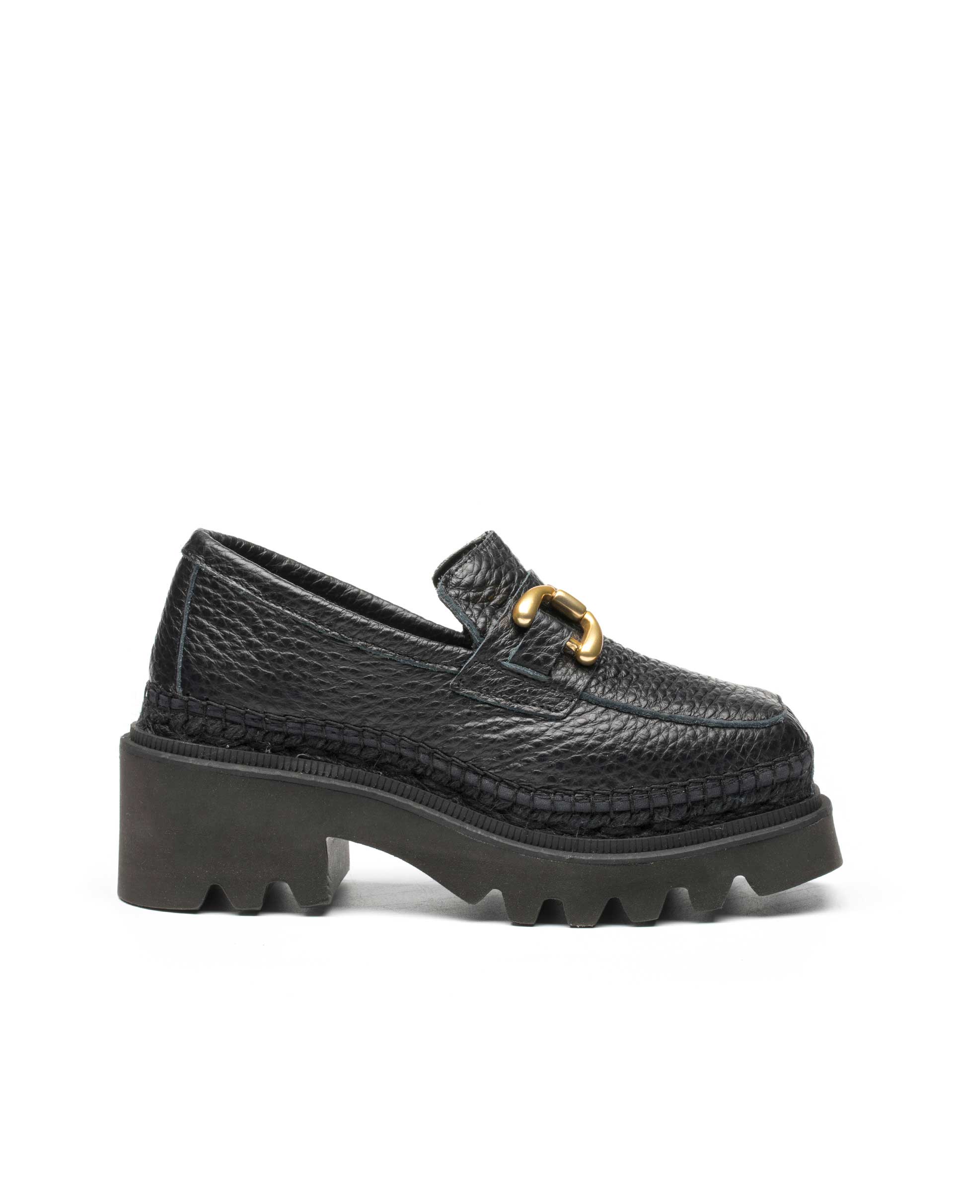 Moccasin in black Cocco Leon