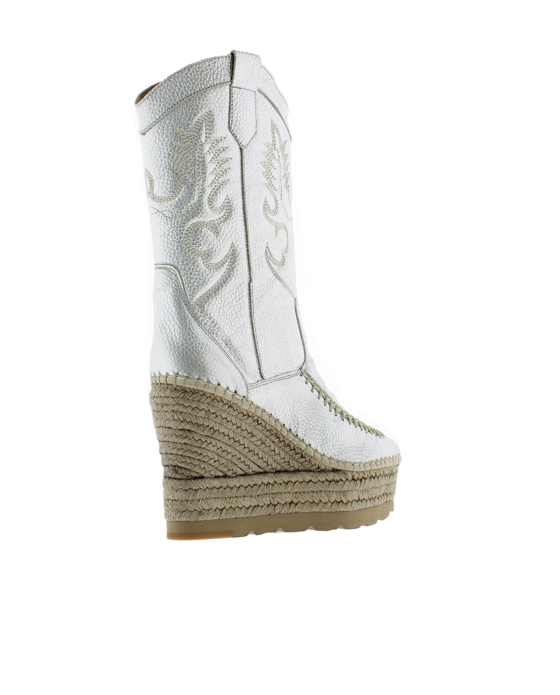 Bota Cowboy en napa metal plata Tilo 7