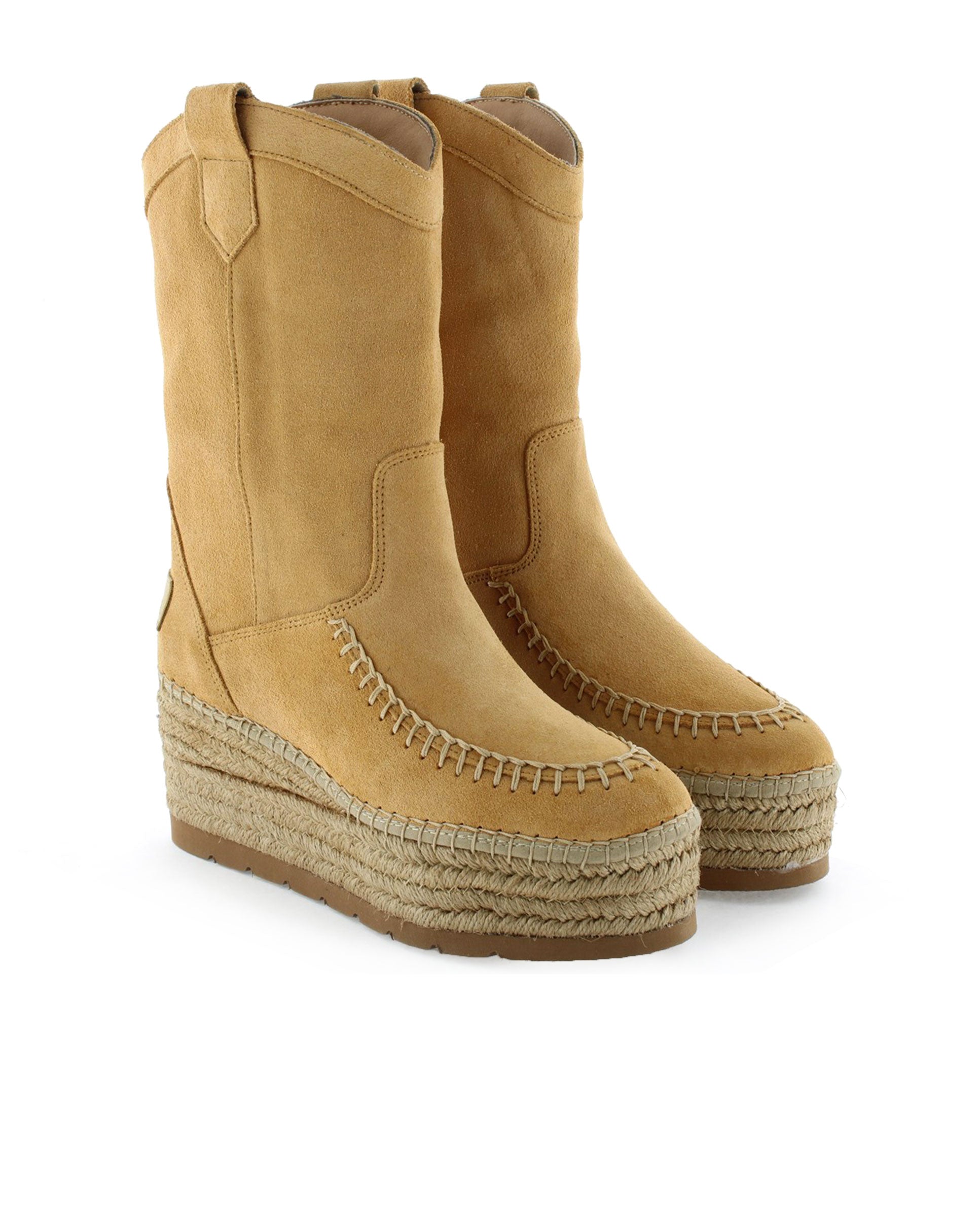 Bota Cowboy en serraje camel Creta